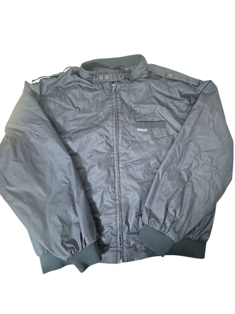 Vintage Members Only Jacket Mens XL Black Bomber Racer Windbreaker Full Zip